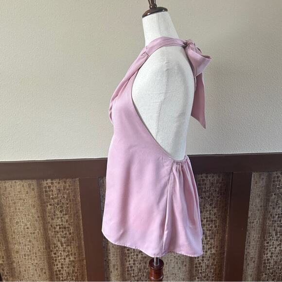 VICI Pink Satin Crossover Halter Tie Neck Blouse with Open Back Medium - NEW! - Picture 8 of 14